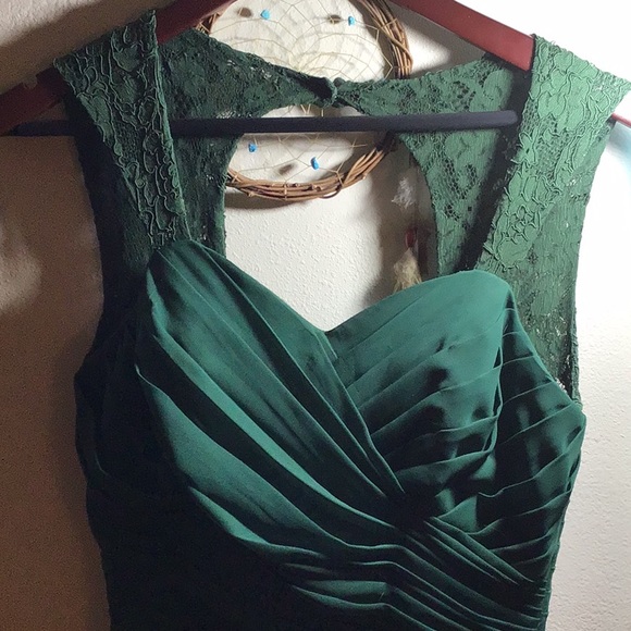 Emerald Green Lace up Princess Gown - Picture 3 of 5